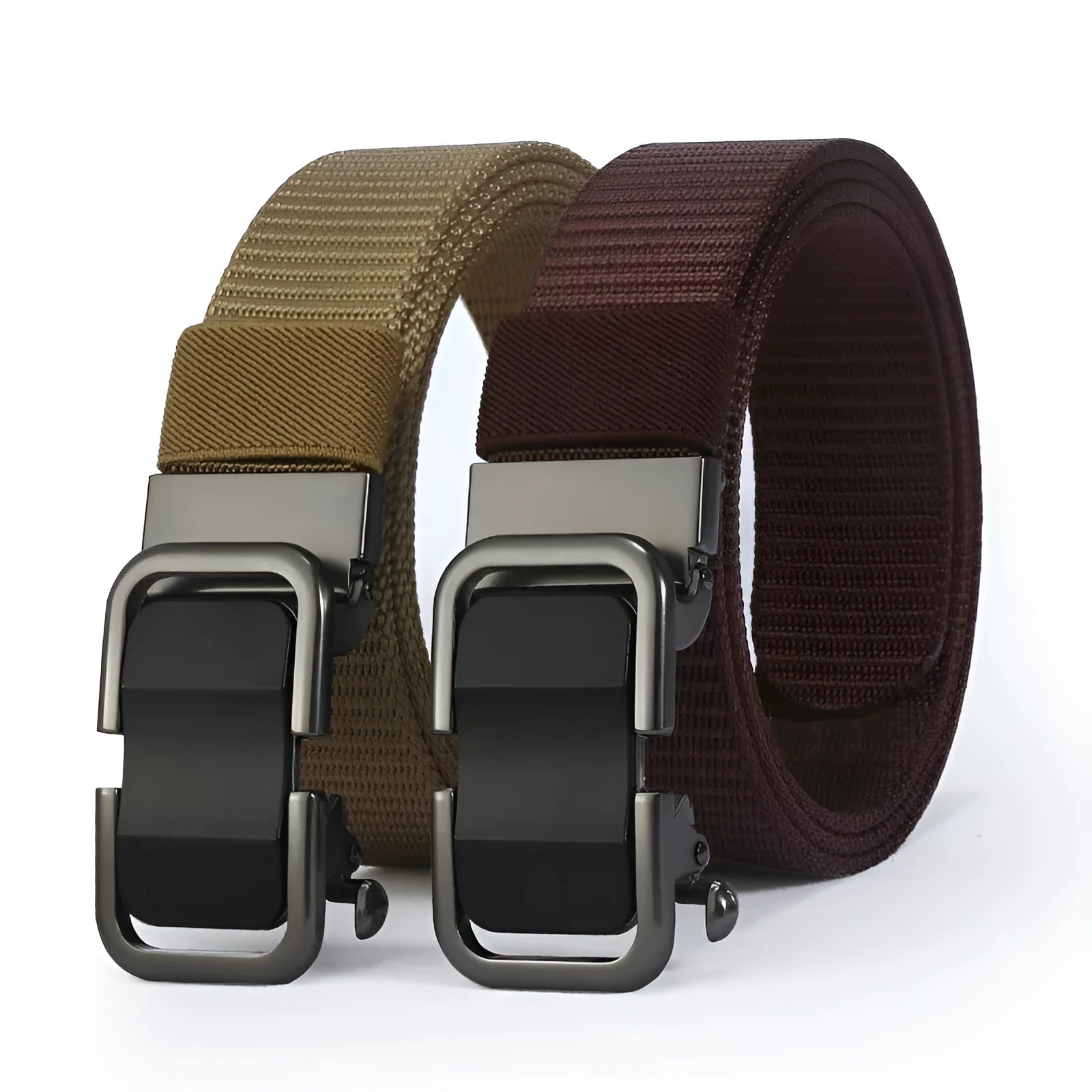 Men's nylon canvas belt with toothless design and alloy buckle in multiple colour options