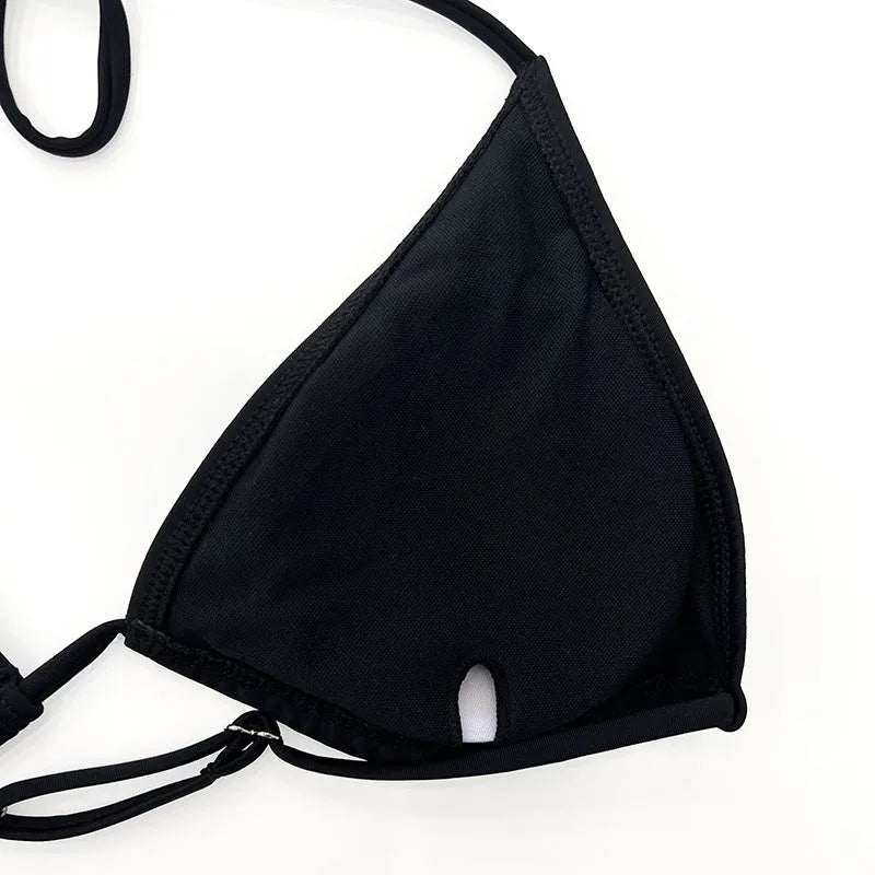 Black long sleeve mesh bikini set for women with briefs-style bottoms
