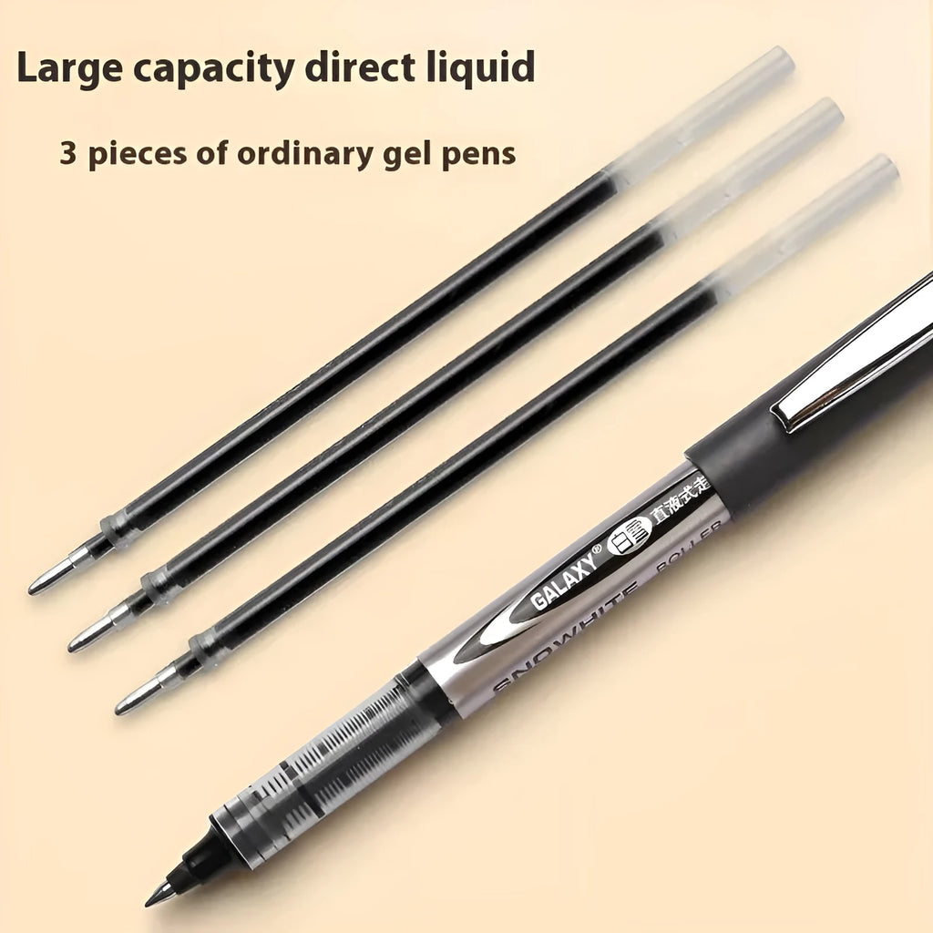 Pack of twelve 0.5mm water-based quick-drying signature pens with plastic shells.