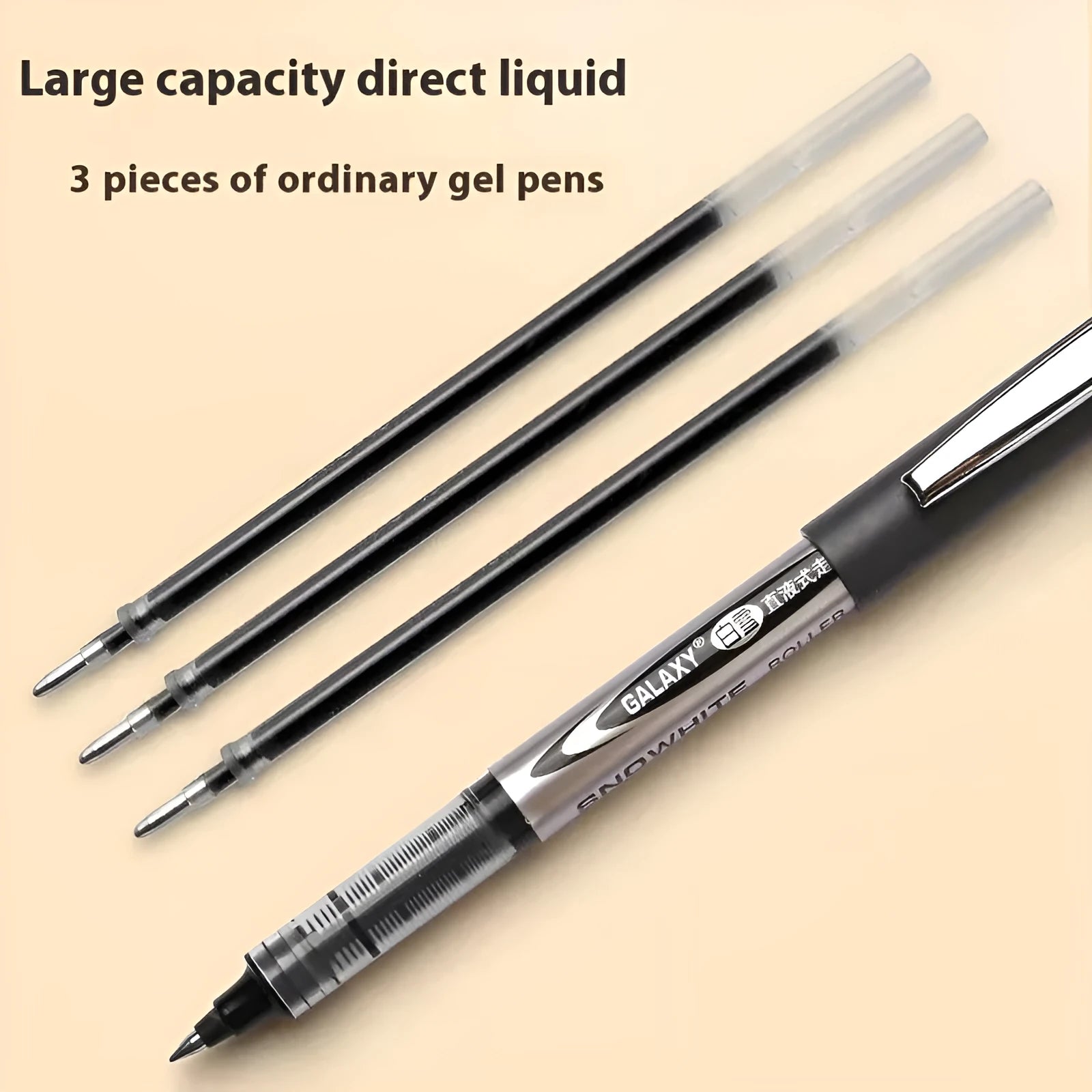 Pack of twelve 0.5mm water-based quick-drying signature pens with plastic shells.