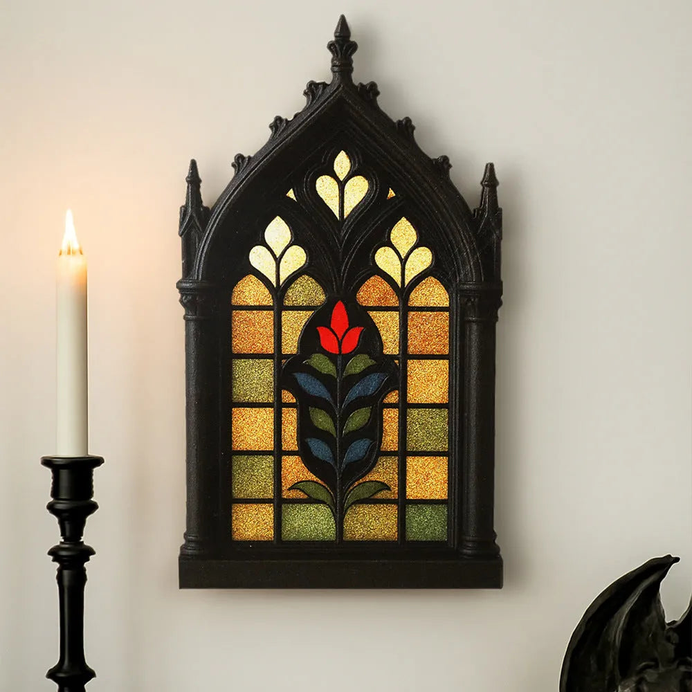 Black wooden gothic style wall mounted storage rack for door frame decoration