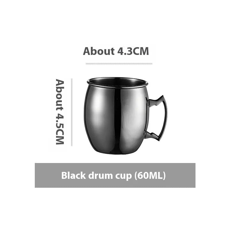 Stainless steel copper plated Moscow Mule cocktail cup in silver, gold, rose gold, or black colour options.