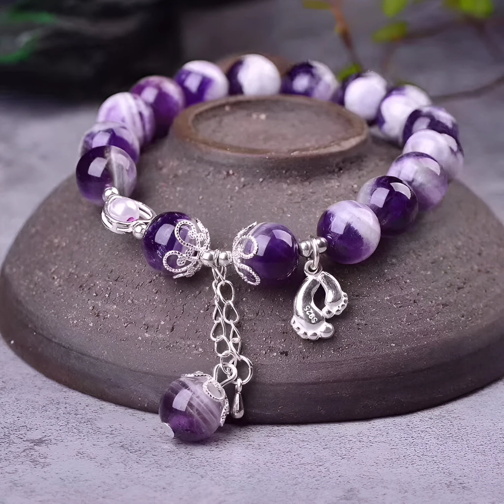Natural Dream Amethyst Bracelet with 10mm round beads in purple for women's fashion OL style