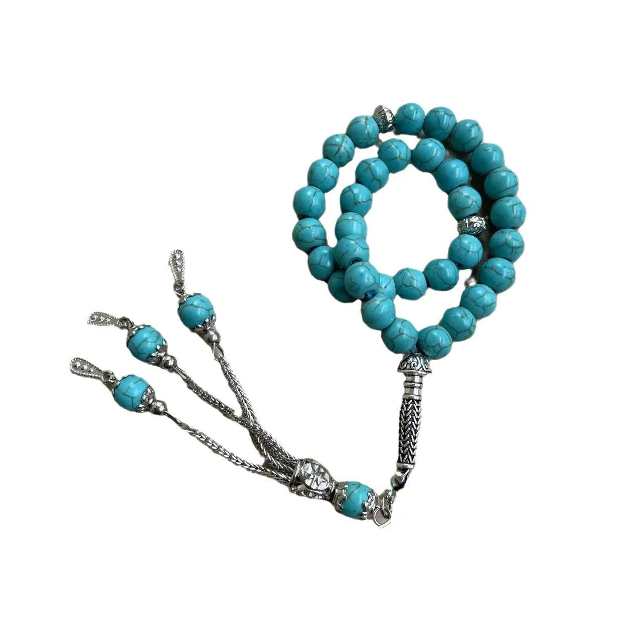 Handmade sky blue stone Muslim prayer bracelet with 8mm beads for daily worship counting