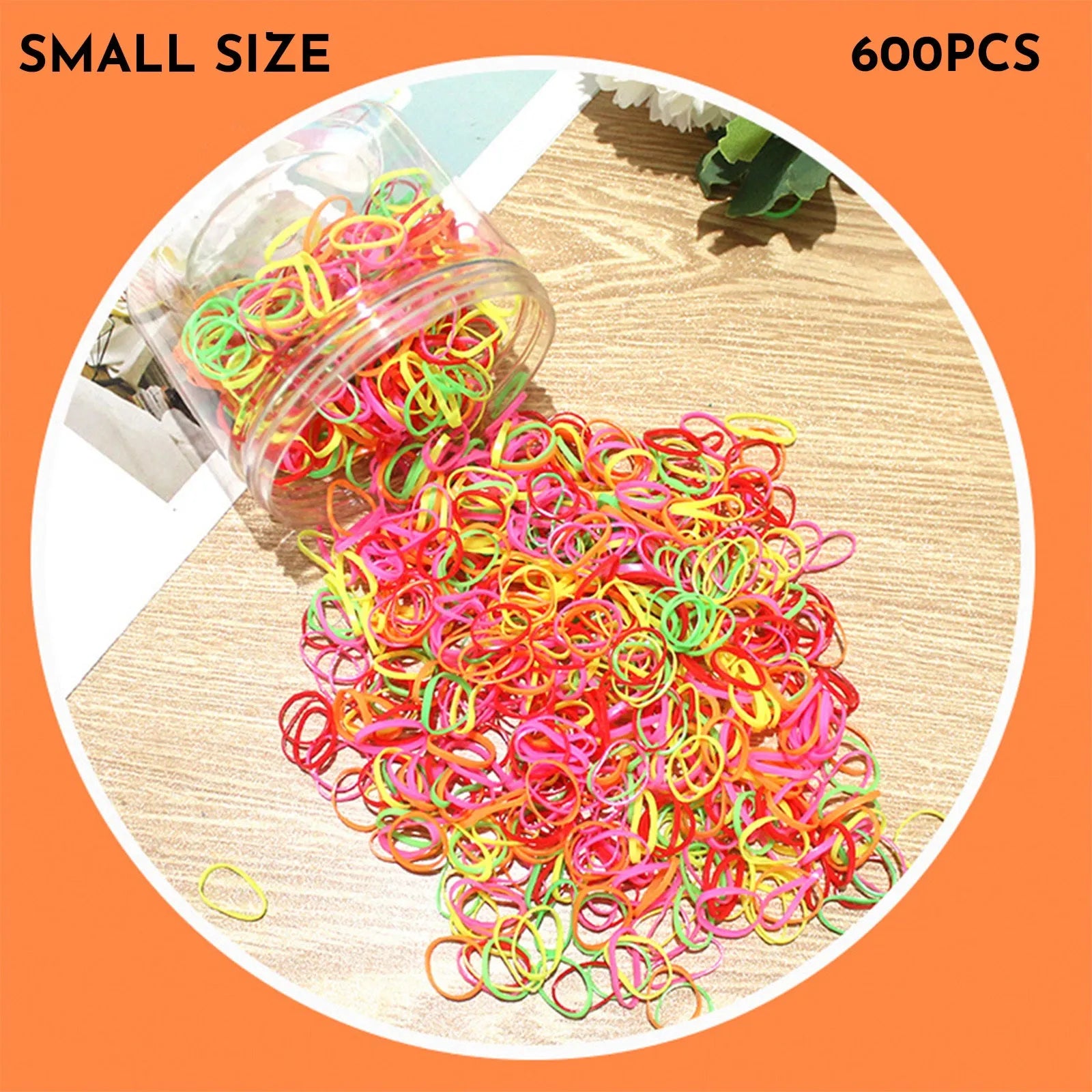 Multi-colour TPU baby hair ties in a reusable container for toddler fine hair, 300 piece pack