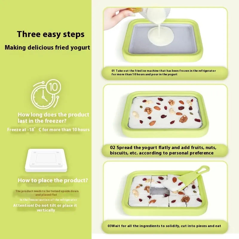 Green children's DIY fried yoghurt machine with aluminium gasket