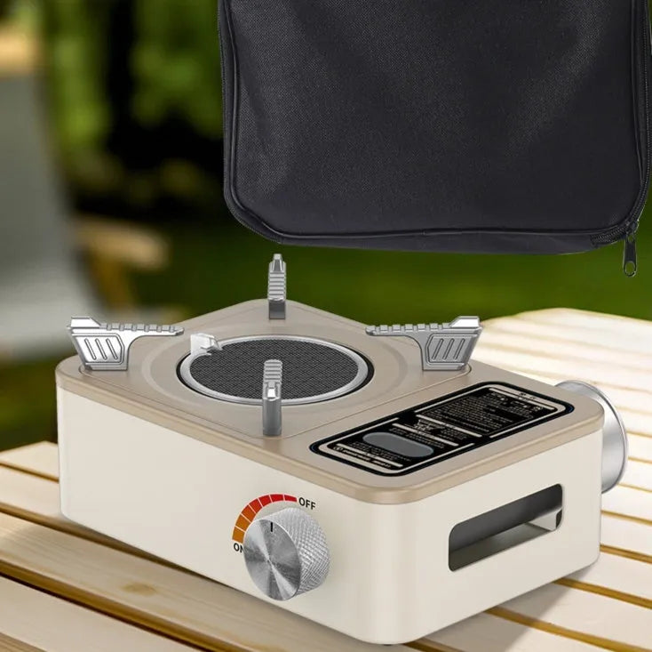 White infrared portable gas stove with stainless steel body and windproof design for outdoor camping