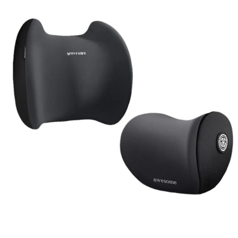 Four Seasons car memory cotton pillow set with headrest and lumbar support in black and blue ice silk colour