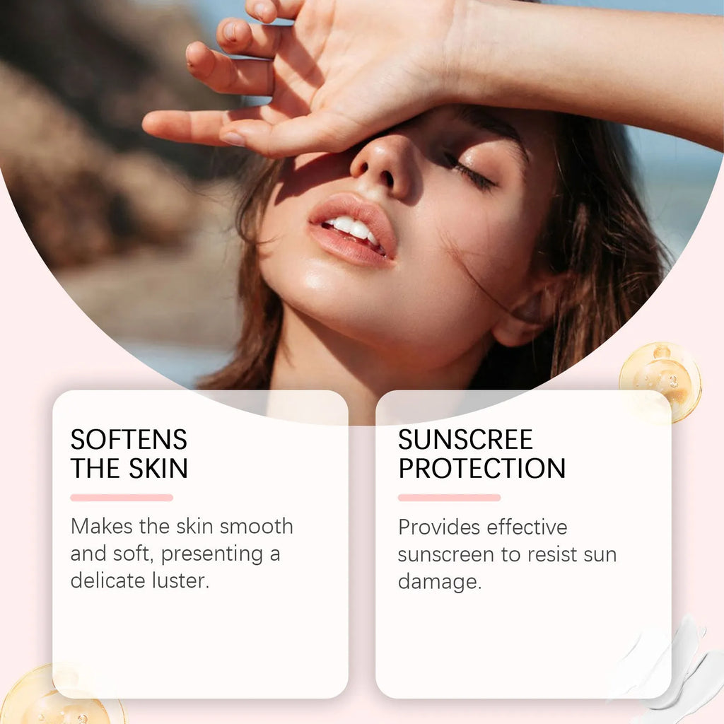 Sun Protection Body Oil 100ml bottle with ingredients including vitamin E, coconut oil, and avocado oil for UV defence and subtle shimmer
