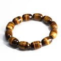 Natural yellow tigereye bracelet with cat eye sheen, 11x16mm beads, unisex constellation style on white background