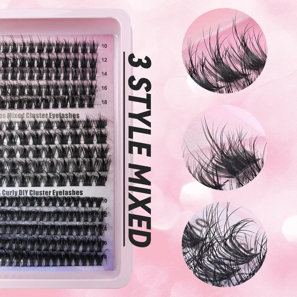 Large capacity false eyelash storage box measuring 13.7cm with mixed eyelashes organised inside