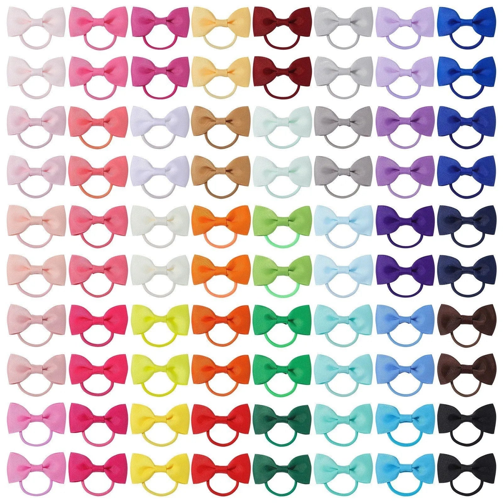 80-piece baby hair ties with bows in 40 colour pairs, 2-inch grosgrain ribbon bows on soft elastic bands