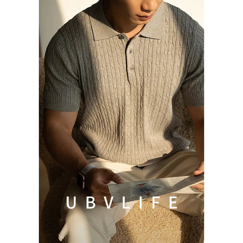 Men's short sleeve business top in khaki, black, or white colours