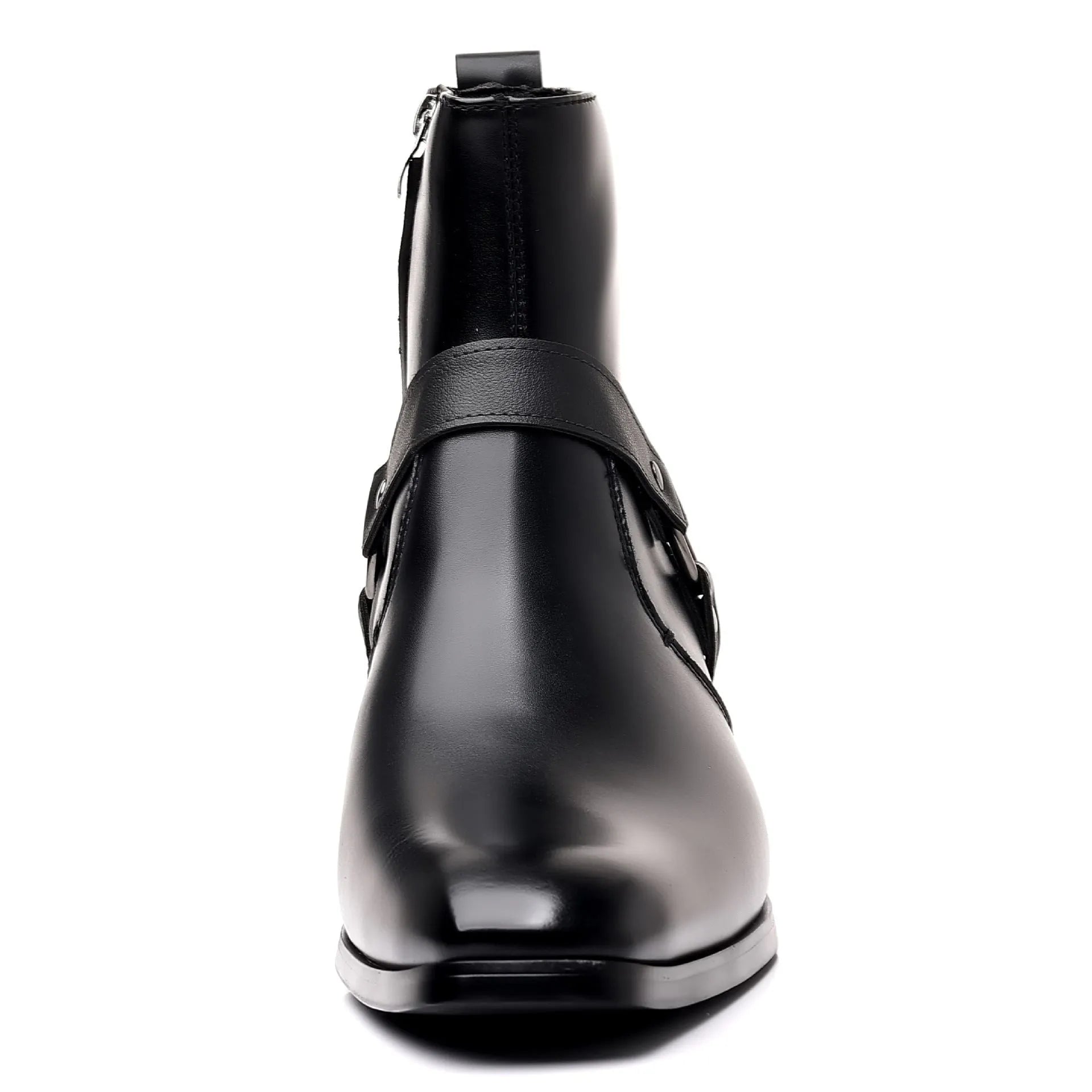 Wild Trend chain boot for men and women, rivet detailing, square toe, high heel 6-8cm, black colour