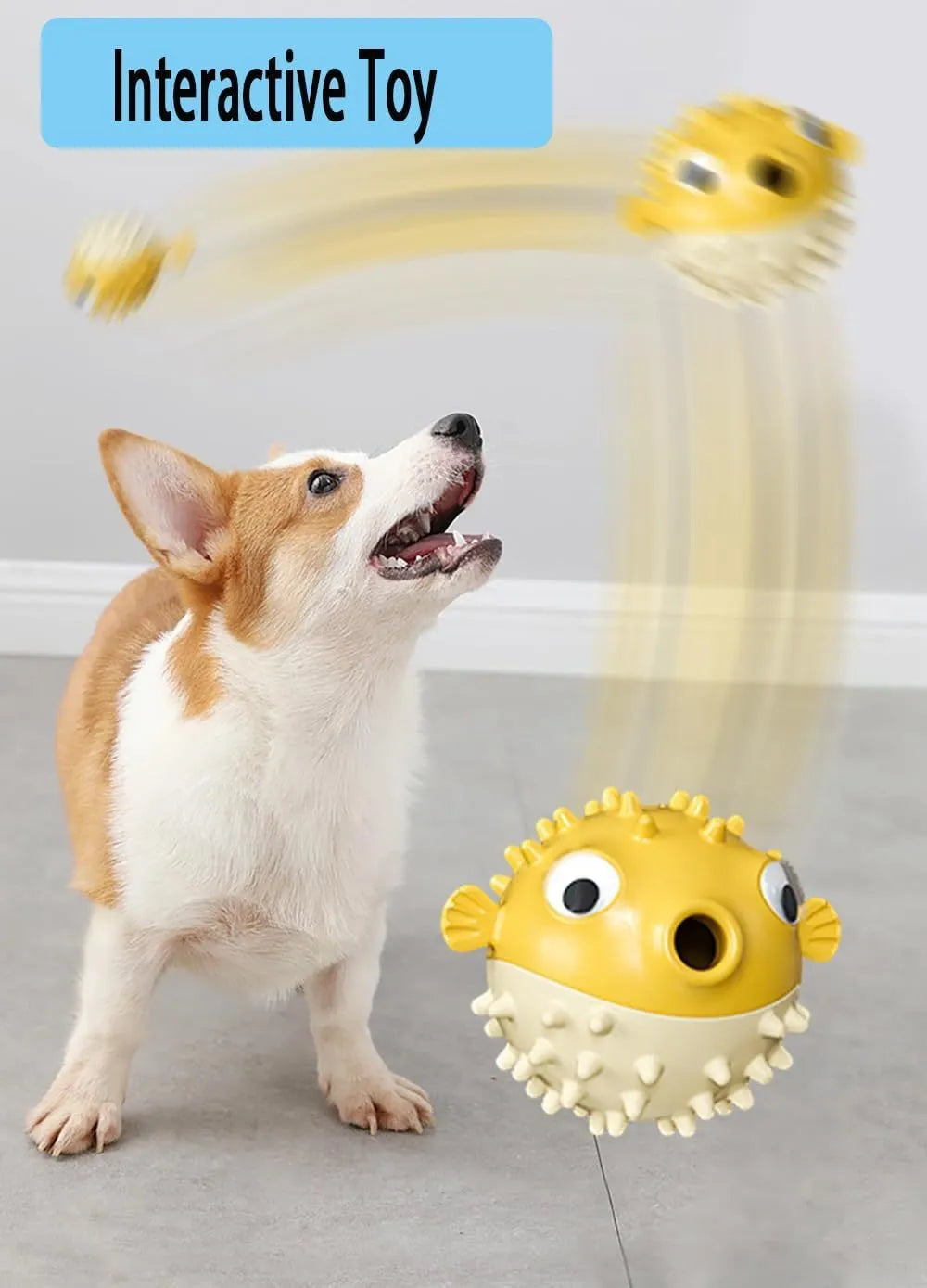 Green fish-shaped interactive dog toy with textured surface for dental cleaning