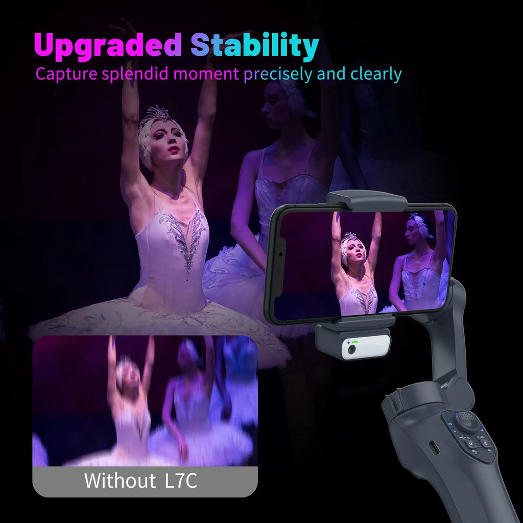 Foldable handheld gimbal stabilizer in gun colour with USB charging port