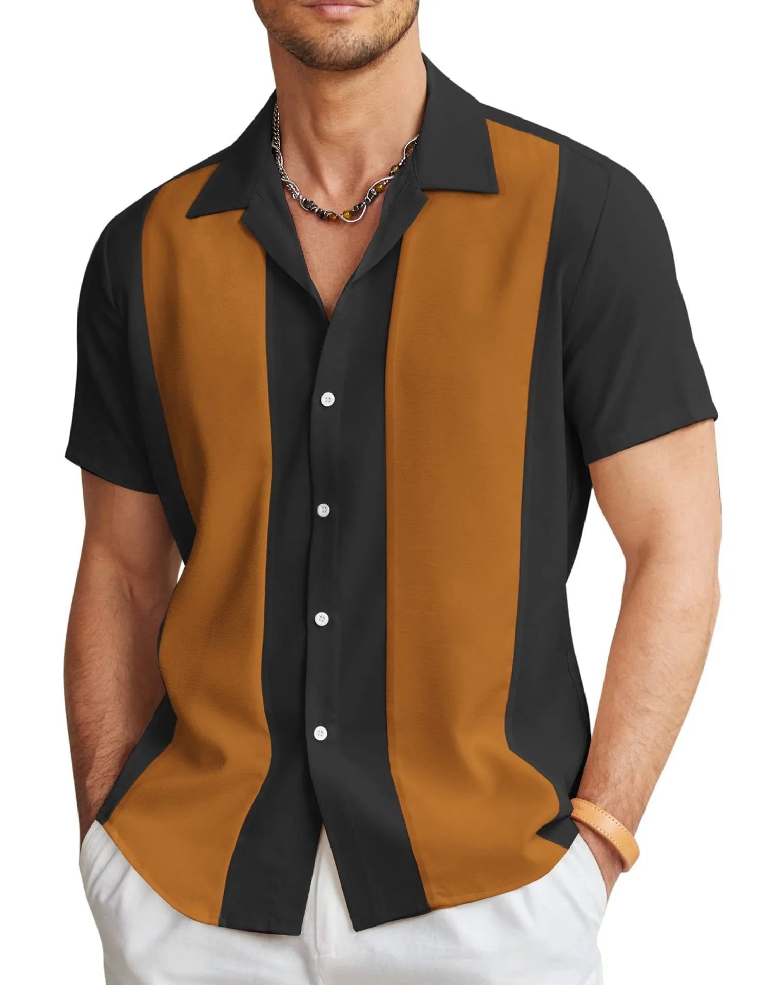 Men's slim fit Hawaiian style cardigan shirt with digital print in size S to 6XL, polyester fabric