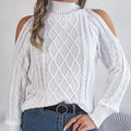 Women's twist strapless sweater with half-high collar and lantern sleeves in acrylic fabric