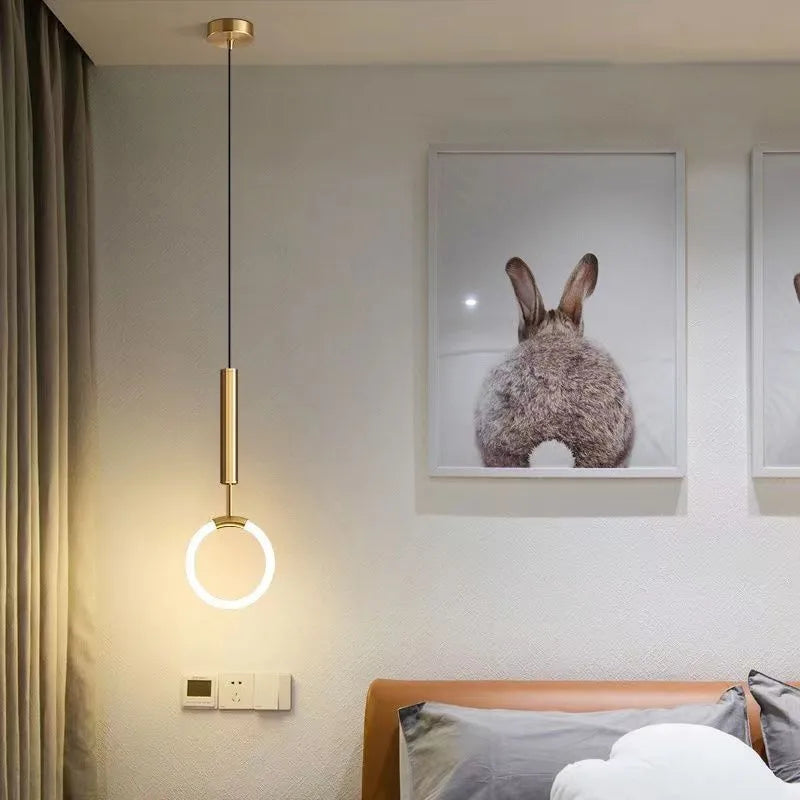Nordic minimalist U-shaped bedside chandelier pendant light with tri-colour dimming functionality