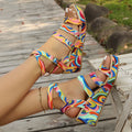 Women's buckle wedge sandals with PU upper and rubber sole in a neutral colour