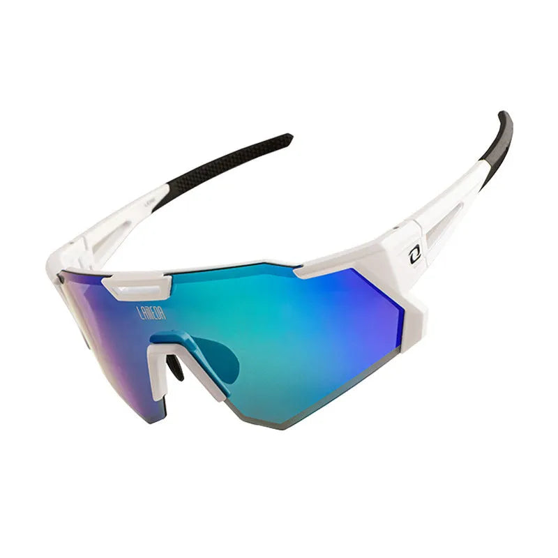 Polarized road riding windproof half-frame goggles with PC lens in multiple colour options
