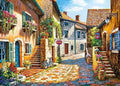 Rimless linen oil painting with landscape scene in 40x50cm size, hand-painted artwork