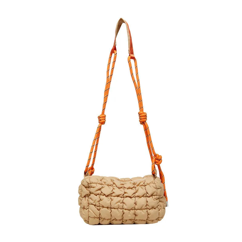 Women's lightweight nylon messenger bag in pillow clouds design with rhombus pattern