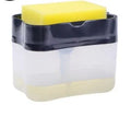 Plastic kitchen soap dispenser in grey with pump, 14.5 x 9.5 x 13.5 cm