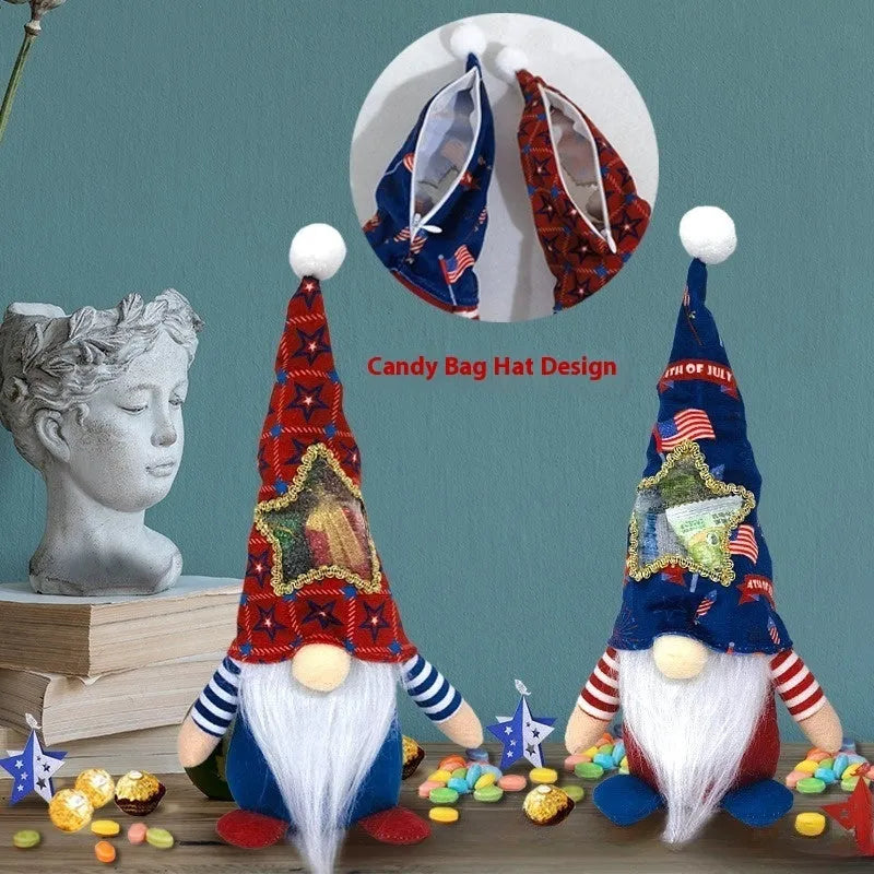 Two faceless Rudolf baby doll Christmas ornaments measuring 32x12cm in suit design