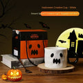 Pumpkin ceramic mug with handle, 15cm height, orange colour, includes dessert spoon and gift box, Halloween party favour