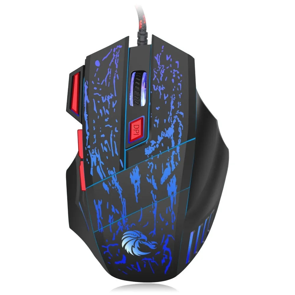 Water crack colourful luminous gaming mouse with USB cable and ergonomic design for desktop computers
