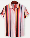 Hawaiian floral print lapel short sleeve shirt in polyester elastic fabric showing digital printed patterns