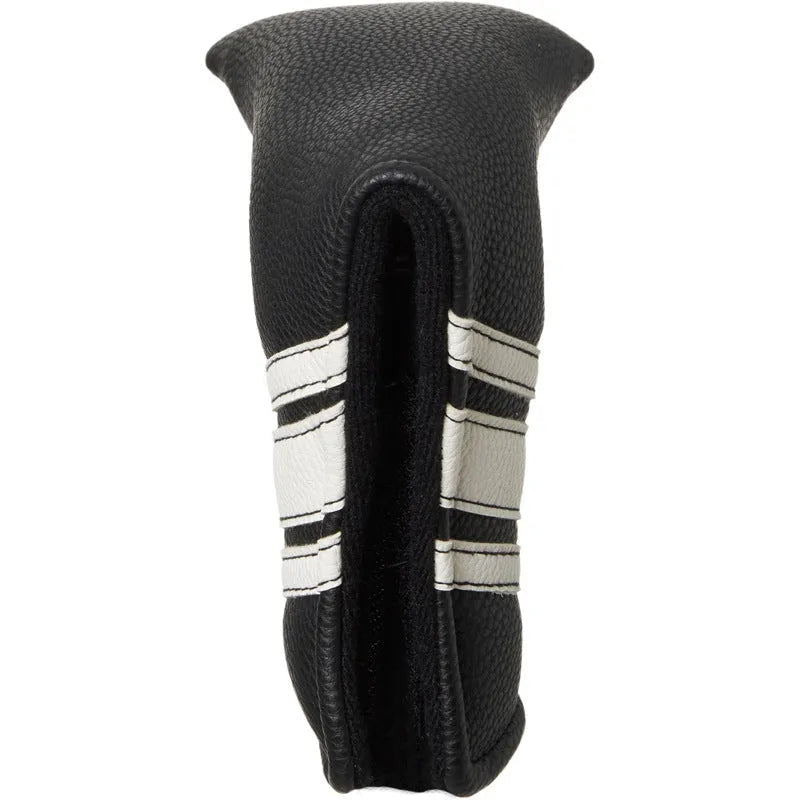 Black PU leather golf club head cover case with included push rod sleeve
