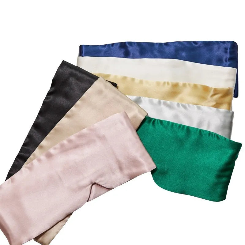 Mulberry silk sleep eye mask in seven colour options including champagne gold and navy blue
