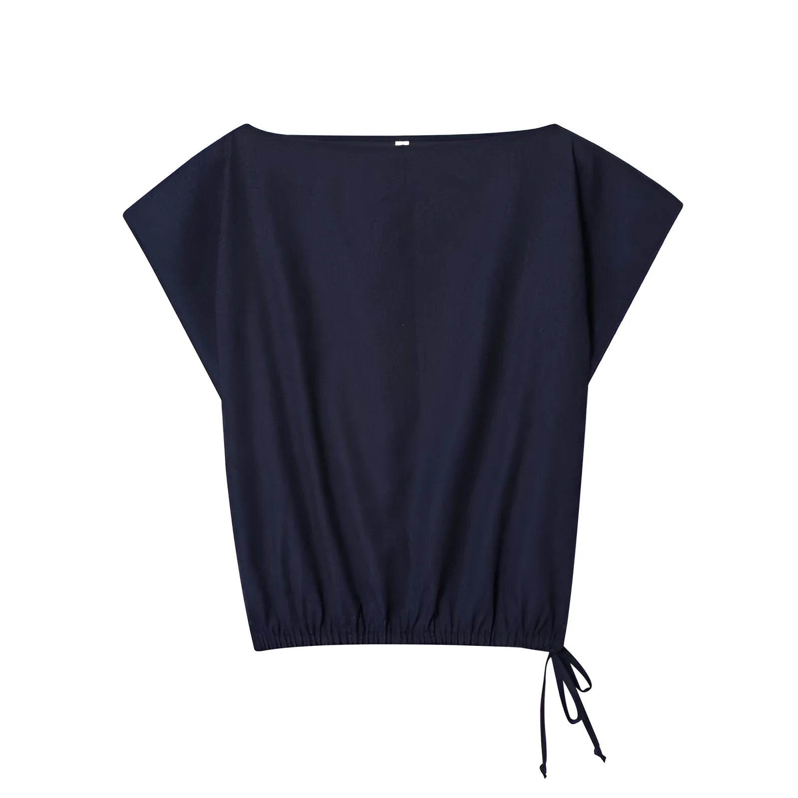 Women's linen-look blend shirt with flounced sleeves paired with wide-leg trousers, a two-piece commute outfit set.