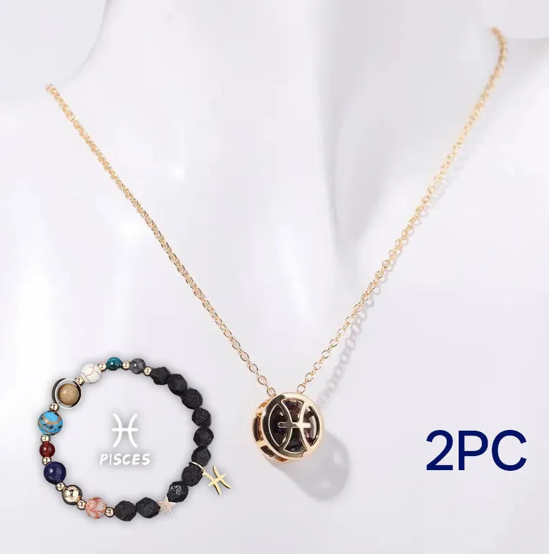 Natural stone beaded necklace and bracelet set with genuine stone beads in a matching style
