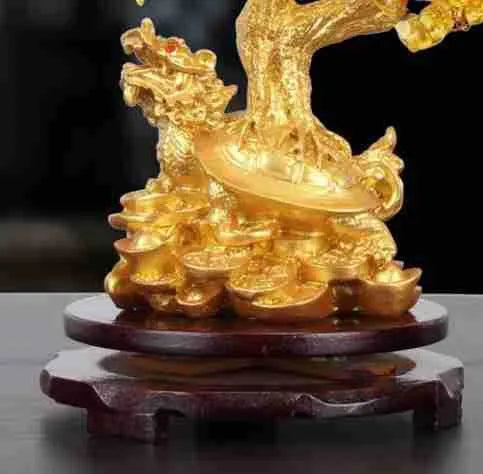 Citrine resin Feng Shui money tree ornament with small water turtle design measuring 18x11x23cm