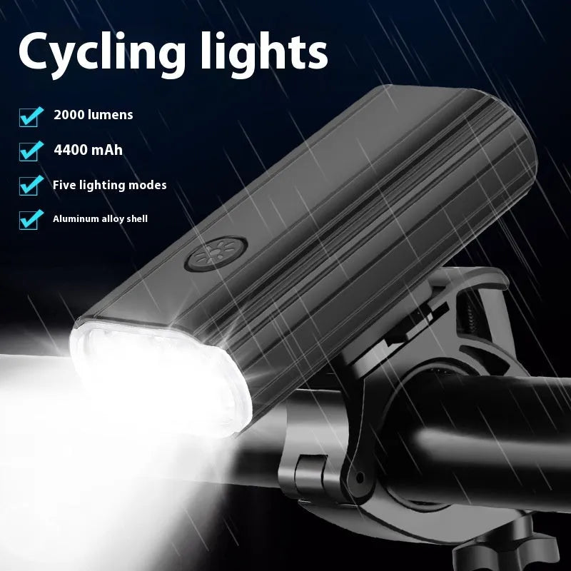 2000LM bicycle headlight with aluminium alloy housing and quick release base