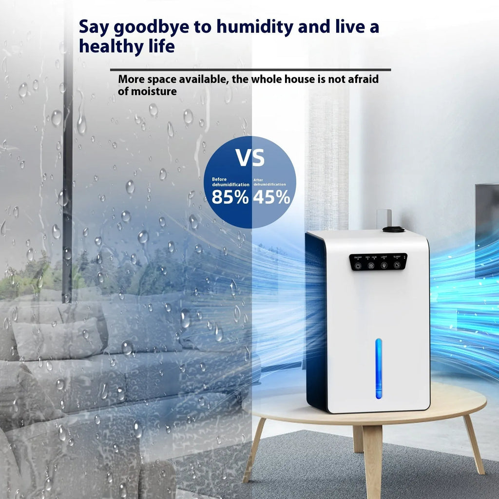 Milky white household dehumidifier for bedrooms and small rooms up to 20 square metres