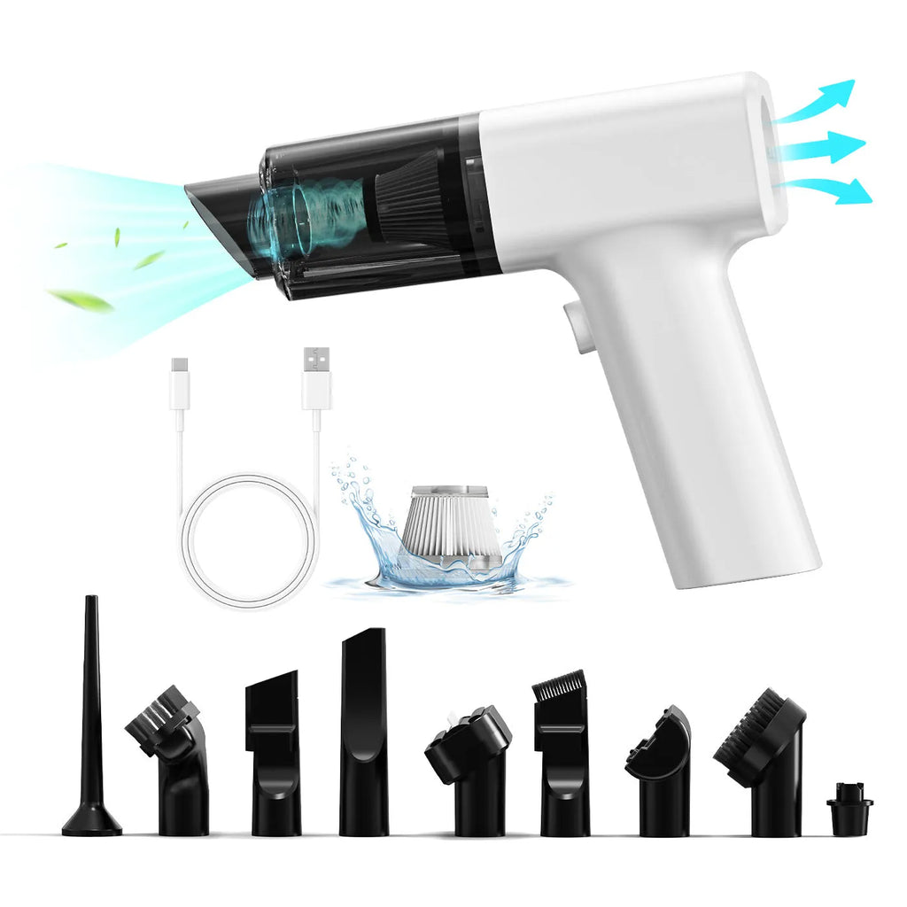 White plastic USB rechargeable handheld dust collector vacuum cleaner for keyboard and desktop cleaning