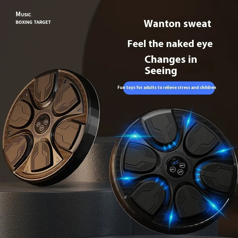 Intelligent music boxing machine wall target in black with leather and PP construction for home reaction training