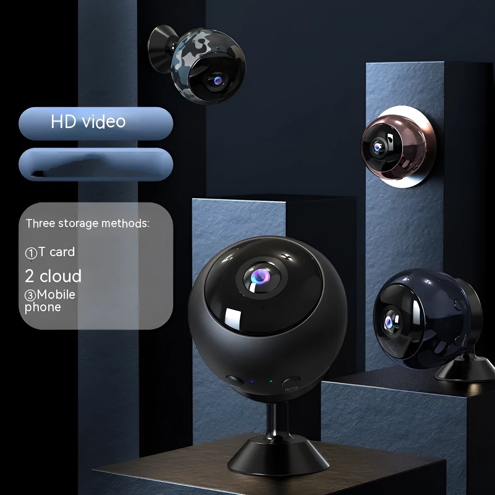 1080p wireless Wi-Fi indoor surveillance camera with 3.6mm lens on white background