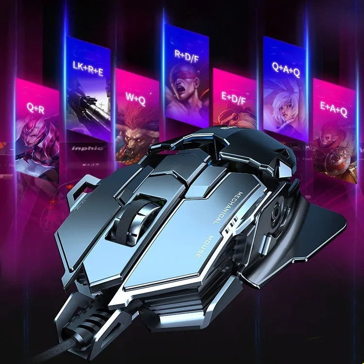 Forerunner MK500 wired esports gaming mouse in metallic black with metal weighted body and USB cable