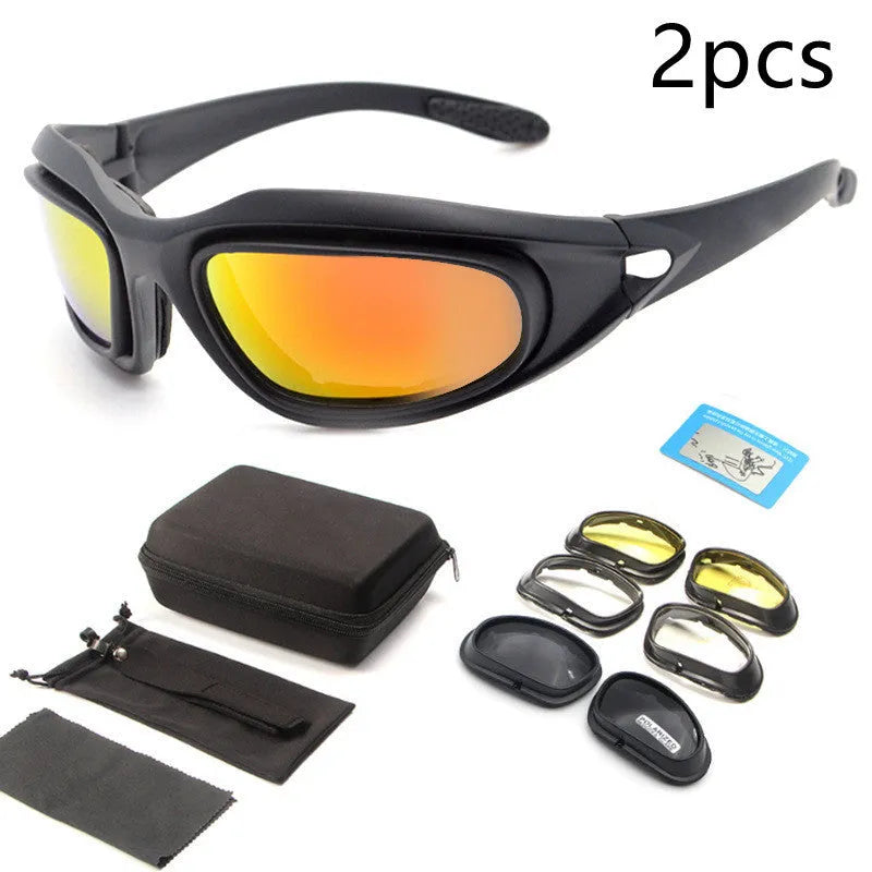 Polarized tactical goggles for outdoor cycling with PC frame and night vision enhancement