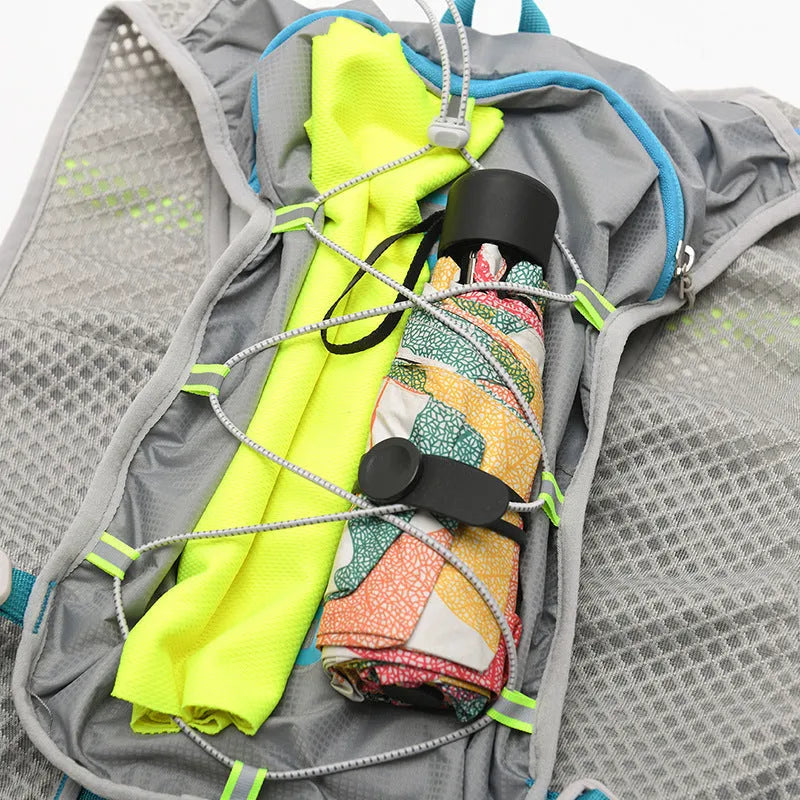 Multifunctional nylon running backpack with reflective details in six colours including black, blue, and orange
