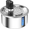 Stainless steel pet water fountain with temperature control base in black or white colour
