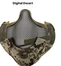 Carbon steel anti-collision outdoor protective face mask in black with head-mounted straps