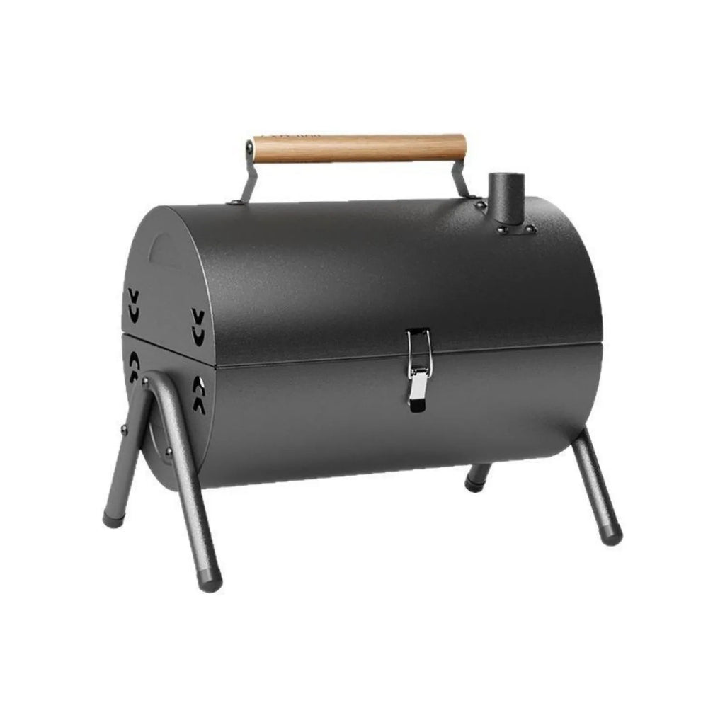 White round chimney oven portable grill with detachable components for frying and baking