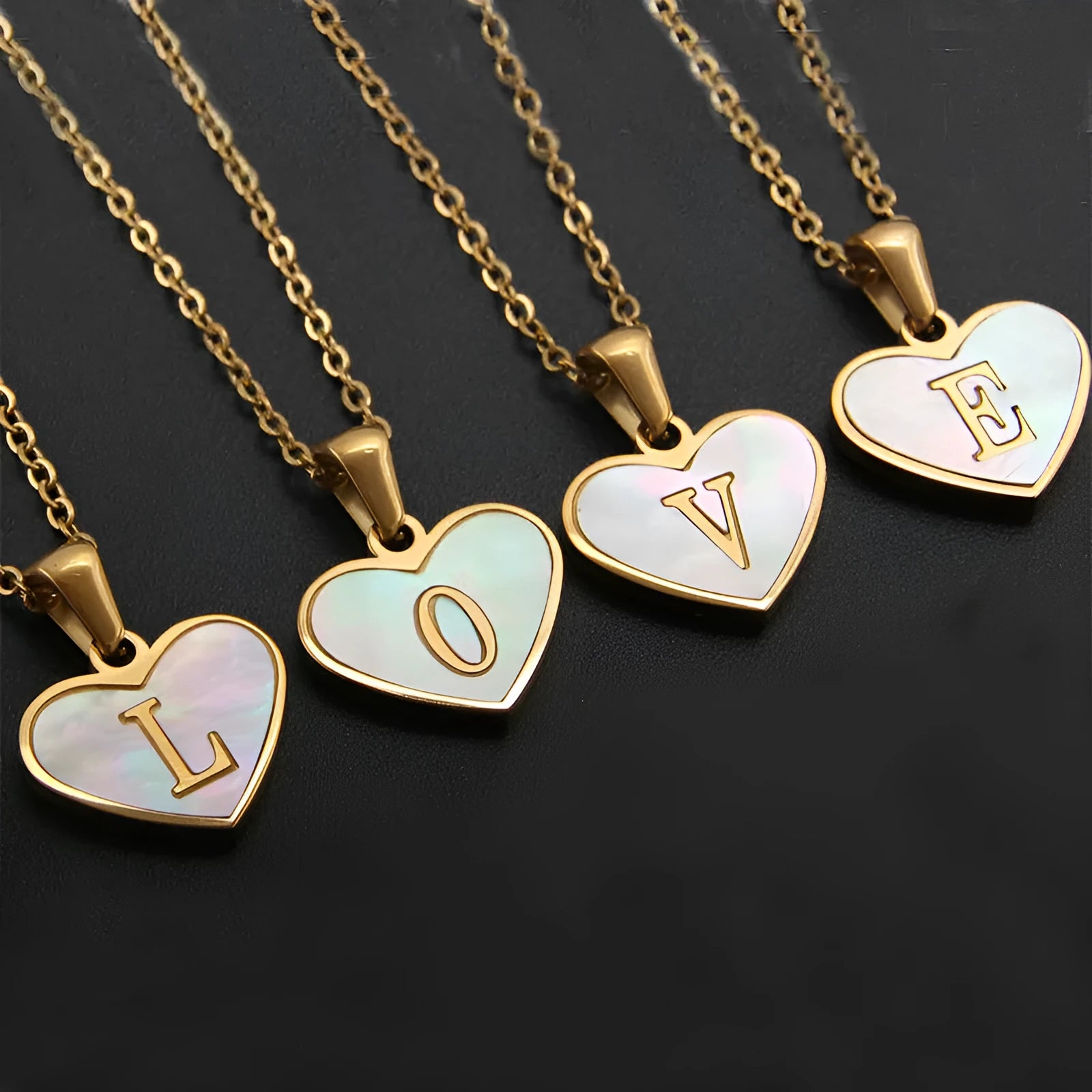Gold plated heart-shaped necklace with letter personalisation on 45cm adjustable chain