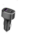 Car charger with dual USB and Type C ports, metal and PC construction, 12-24V fast charging